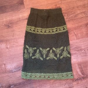 crochet green midi skirt